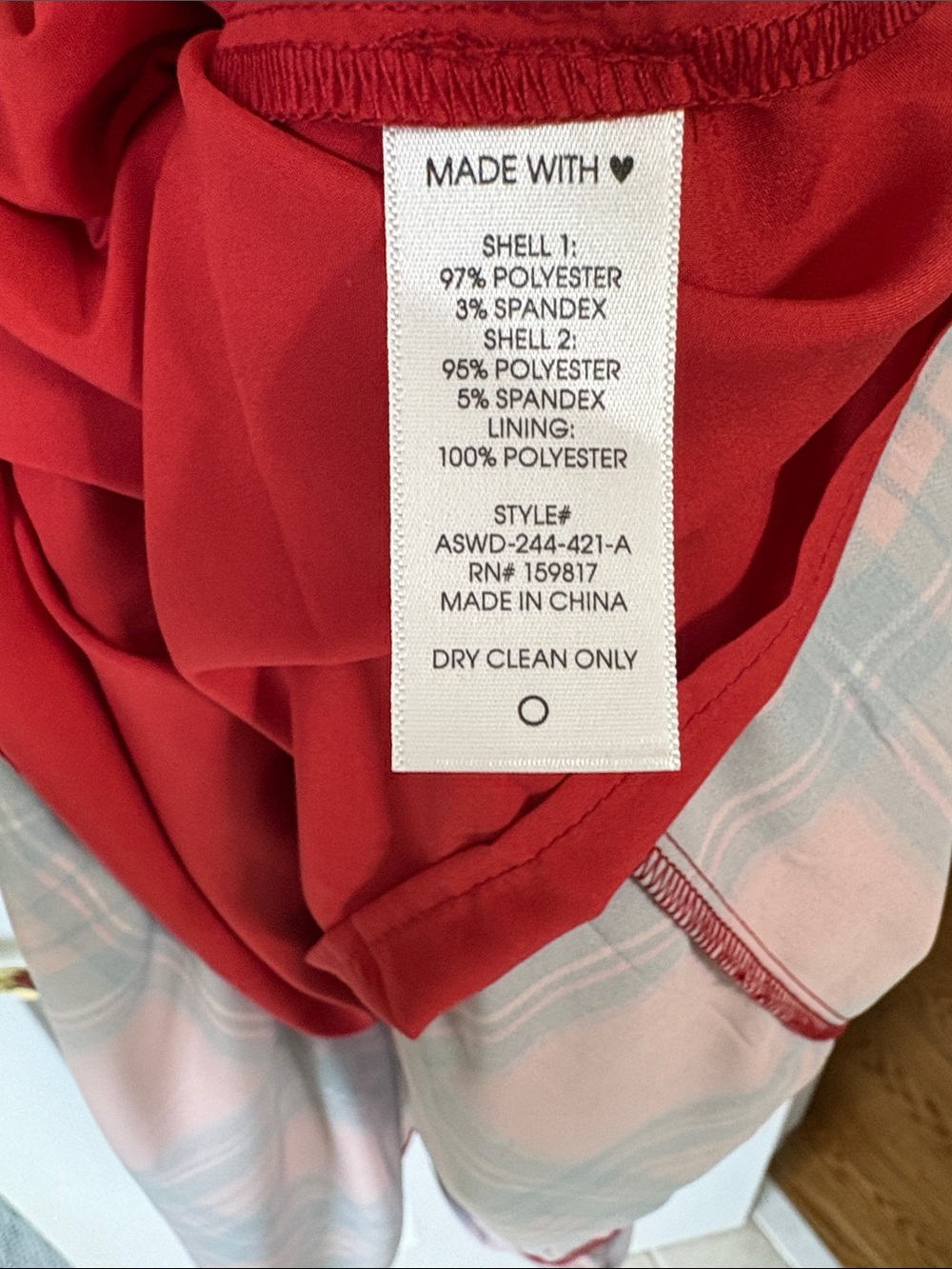 ARULA Red Plaid Tiered Dress with Black Velvet Tie Straps - Picture 5 of 5
